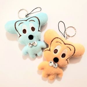 2 x MICKEY MOUSE JEWEL PLUSH KEYCHAINS